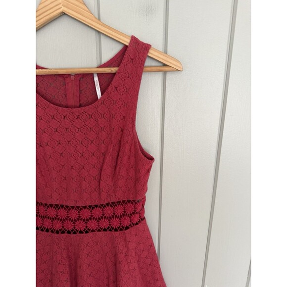 Free People Daisy Waist Sleeveless Fit & Flare Lace Dress 2 Red Skater - Picture 2 of 5
